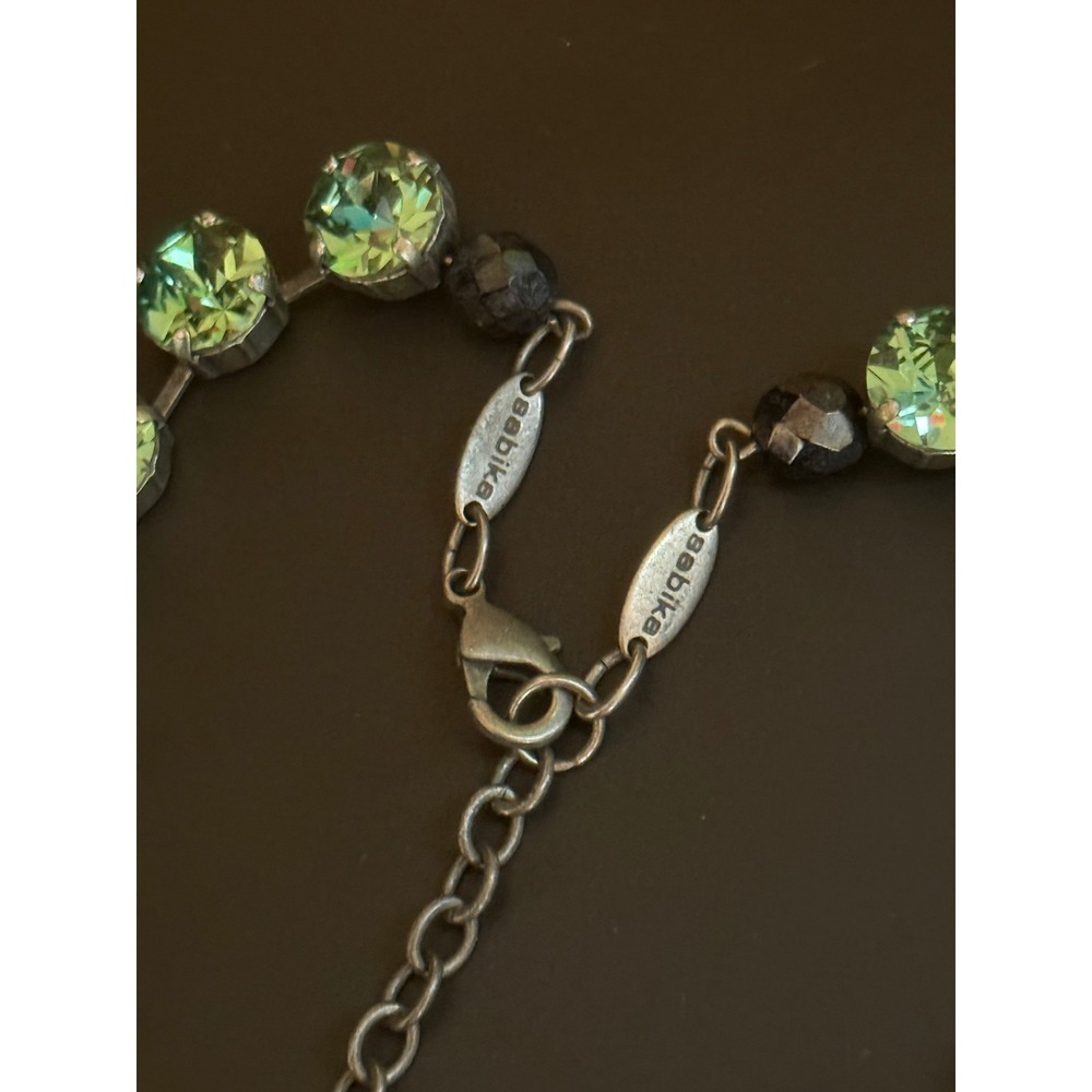Sabika Green Crystal Riviere Necklace Gunmetal Adjustable 15-18 Inch - Picture 10 of 11